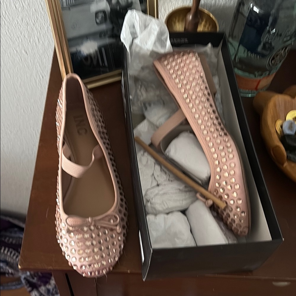 INC International Concepts Women's Pink Studded Flats